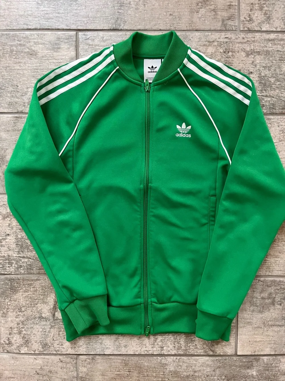 Adidas Original Mens Small Emerald Green Zip Jacket